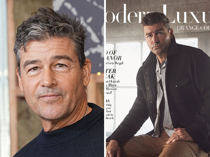 Side-by-side photos of actor Kyle Chandler, featured as a fan-favorite Hollywood Hunk.