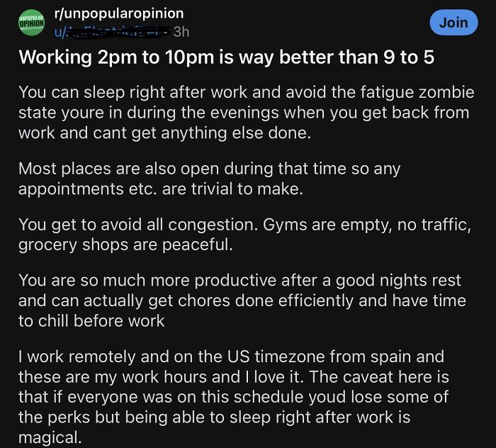 Opinion on working hours and productivity in financial dystopia