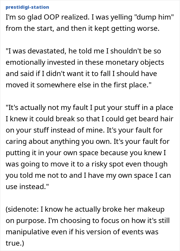 Guy Destroys GF’s £200 Makeup Collection, Then Lectures Her About Being Too Attached To Her Stuff Guy Destroys GF’s £200 Makeup Collection, Then Lectures Her About Being Too Attached To Her Stuff