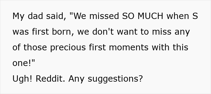 A screenshot of a story highlighting a dad reacting negatively to a clear boundary before giving birth. A screenshot of a story highlighting a dad reacting negatively to a clear boundary before giving birth.