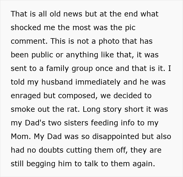 Text post describing drama where a guy pursuing ex involves family members.
