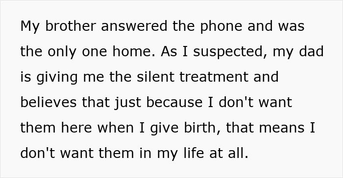 Text explaining how the dad reacted to the woman setting a clear boundary before giving birth Text explaining how the dad reacted to the woman setting a clear boundary before giving birth