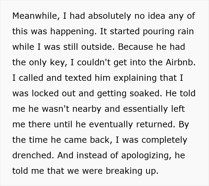 White background with text describing how a man suddenly breaks up with girlfriend after locking her out White background with text describing how a man suddenly breaks up with girlfriend after locking her out