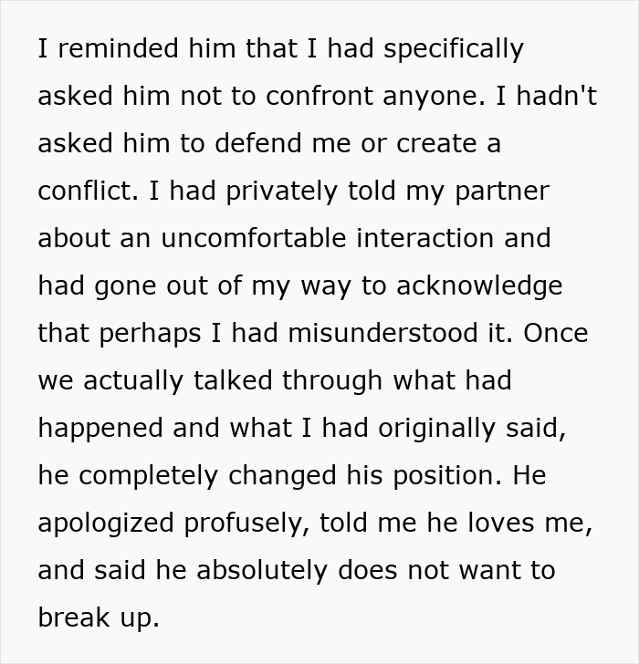 A black text explaining how a man breaks up with girlfriend, changes his mind, and apologizes profusely A black text explaining how a man breaks up with girlfriend, changes his mind, and apologizes profusely