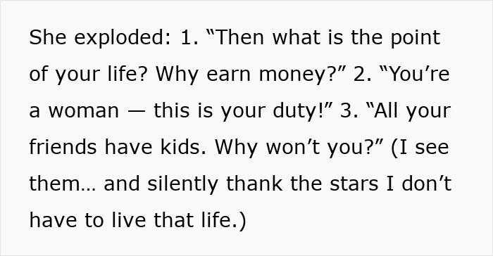 Mom Says There Is "No Point" For Daughter's Life If She's Not Going To Have Kids Mom Says There Is "No Point" For Daughter's Life If She's Not Going To Have Kids