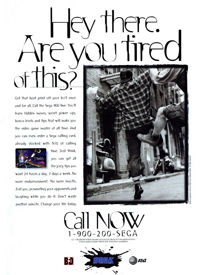 Retro Sega 900 line print advertisement displaying vintage products