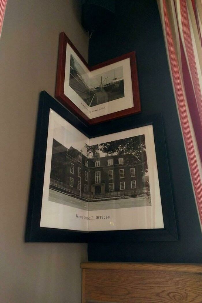 Innovative DIY projects with custom-made corner picture frames hanging on a wall
