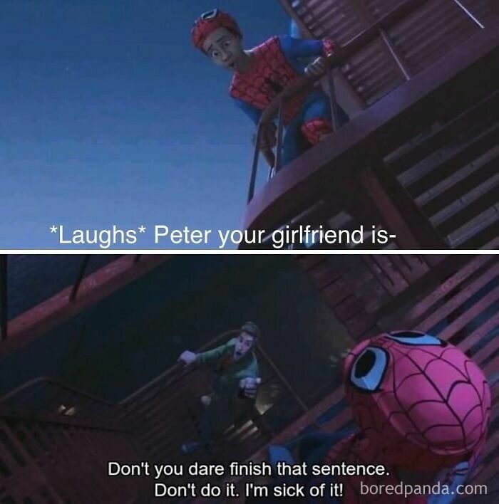 Cringe memes from the Spider-Man fandom featuring Peter Parker