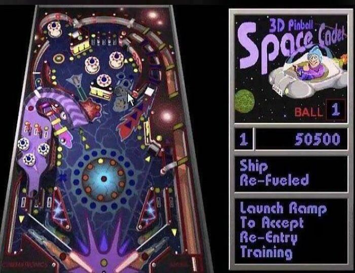 Screenshot of nostalgic 3D Pinball Space Cadet game for 90s kids.