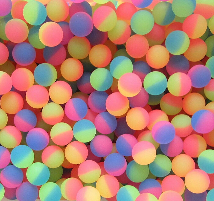 Colorful collection of nostalgic bouncy balls from the childhood of 90s kids.