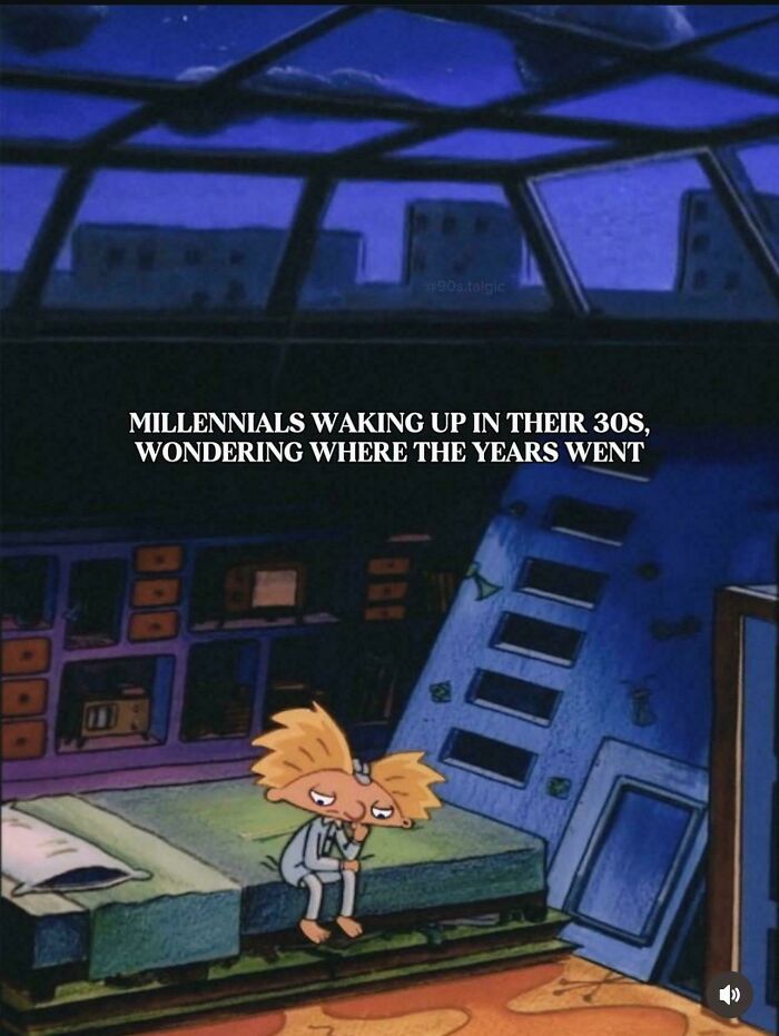 Nostalgic images of Arnold from Hey Arnold sitting on his bed looking sad.