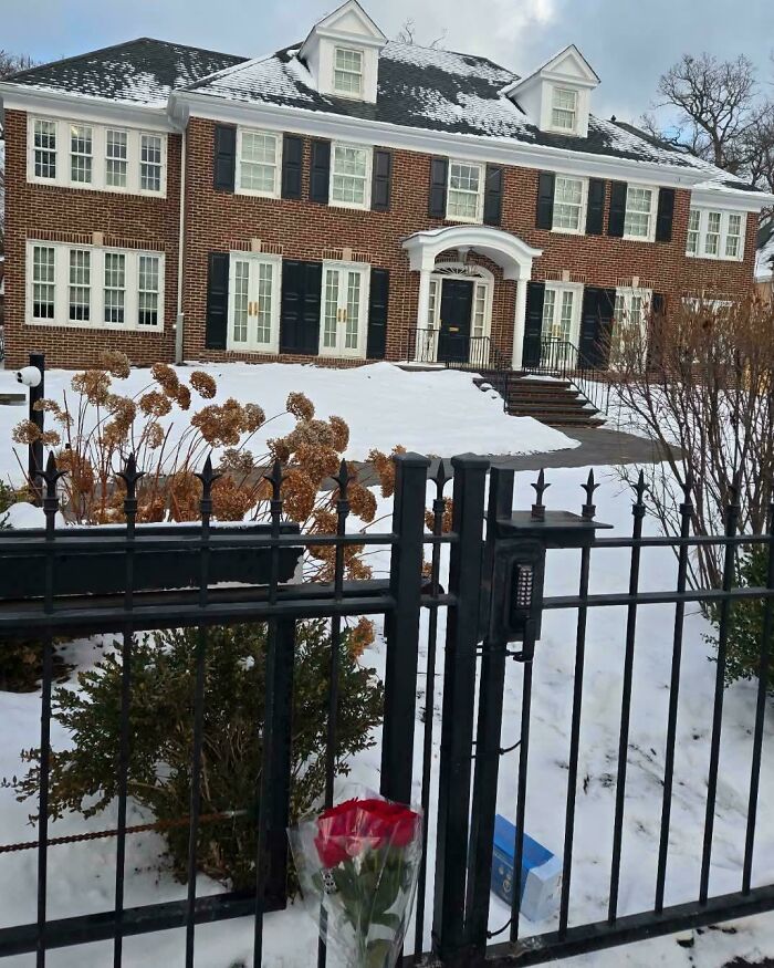 The iconic Home Alone house in winter, one of the classic nostalgic images from the 90s