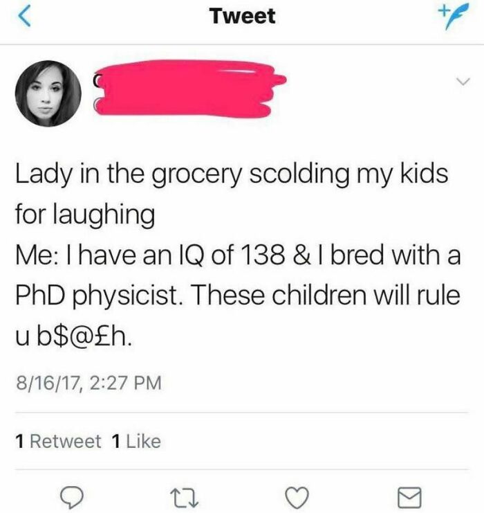 A cringe-worthy tweet of a mother boasting about her IQ and her children ruling the world