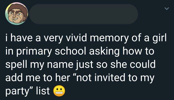 A cringe social media post about a primary school memory of exclusion.