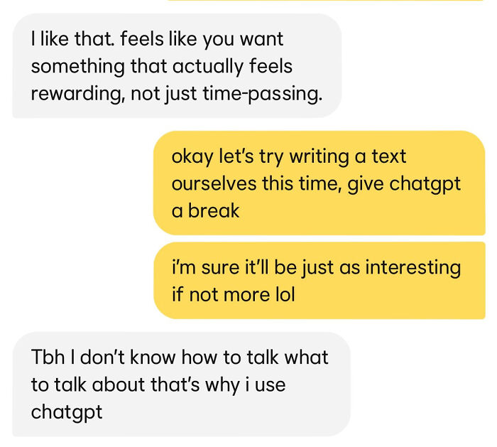 A text conversation displaying digital dependence, showcasing modern life in America.