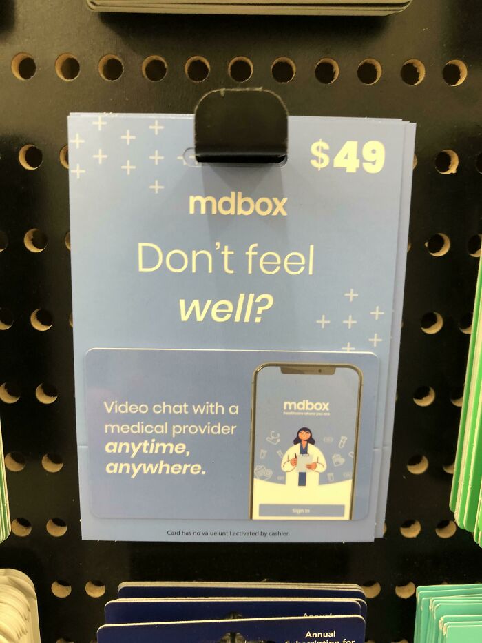 A retail gift card for tele-healthcare services, showcasing trends of modern life in America.