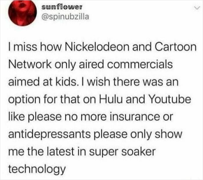 Tweet about missing nostalgic 90s kids commercials on cartoon networks.