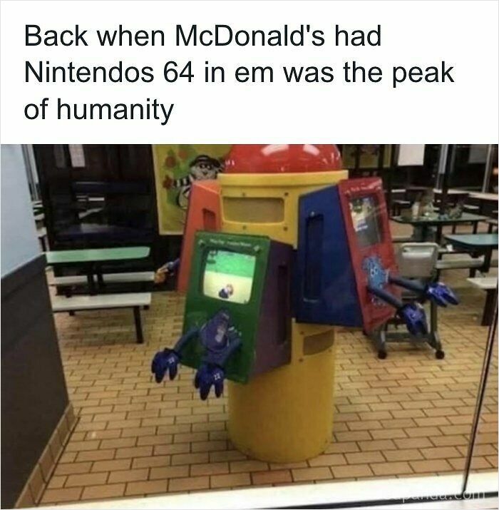 A classic McDonald's Nintendo 64 play station evoking nostalgic images for 90s kids.