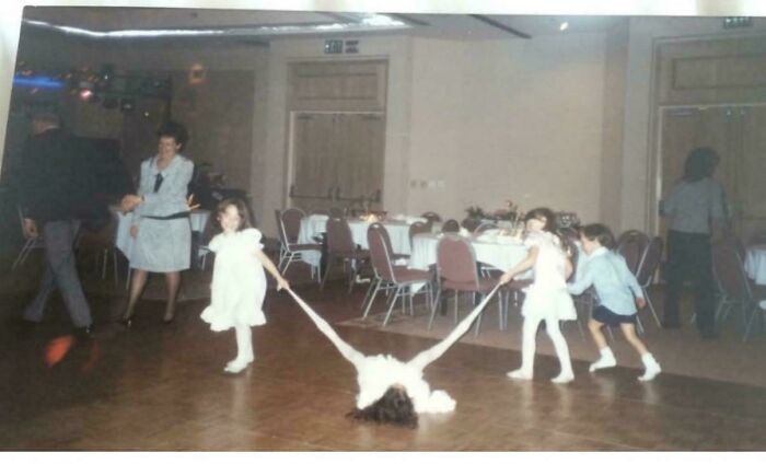 My Sister And I Were The Flower Girls. We Celebrated By Dragging My Sister Around On The Dance Floor By Her Pantyhose…