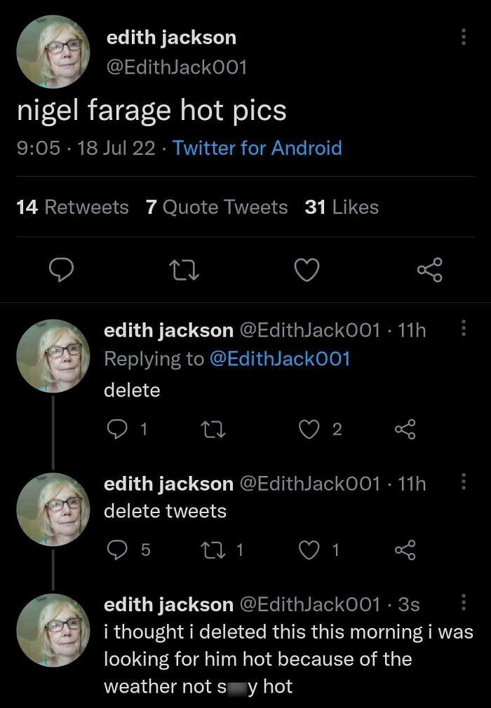 A funny Twitter exchange about Nigel Farage's hot photos during a UK heatwave