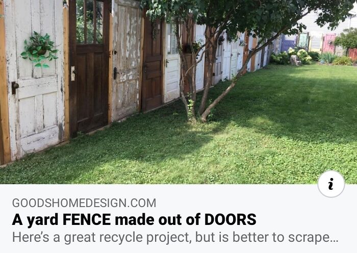 An unusual backyard fence made entirely out of old doors, a unique way to renovate their homes.