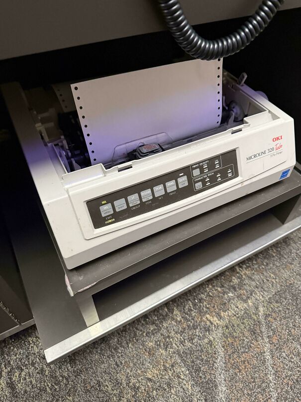 An Oki Microline 320 Turbo dot matrix printer, a relic of vintage tech