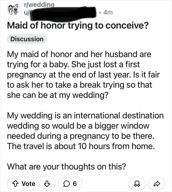 I Hope This Post In The Wedding Sub Is A Troll Post…