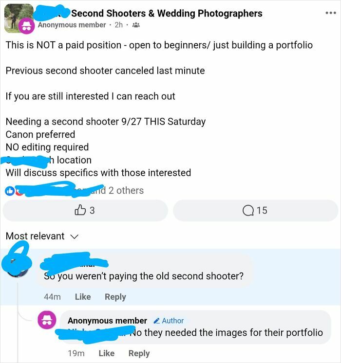"Come Shoot For Me, Unpaid, This Saturday!"