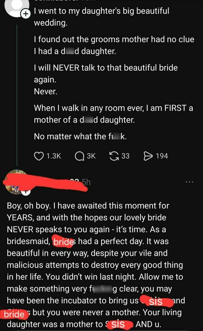 Mob Is First A Mother Of A Dead Daughter (On Her Other Daughter's Wedding Day)