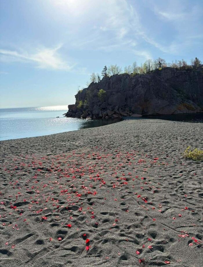 Someone Either Eloped Or Proposed On A Famous Lake Superior Beach, Just To Leave Their Plastic Trash Behind