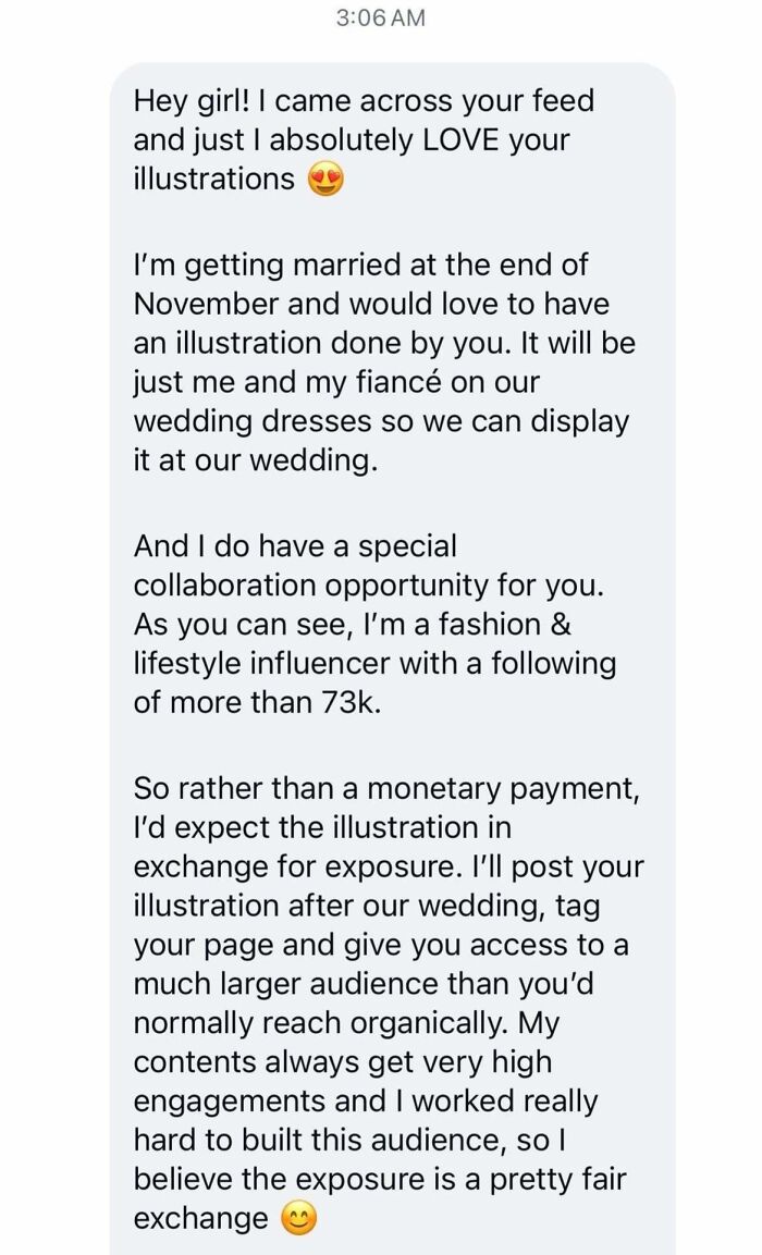 Influencer Bride Thinks She’s Entitled To A Free Artwork