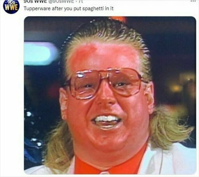 Funny and odd insults: Tweet comparing a red-faced man in sunglasses to stained Tupperware