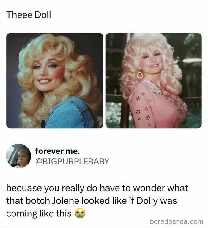 Dolly Parton looking stunning in retro pictures, discussed in pop culture news memes.