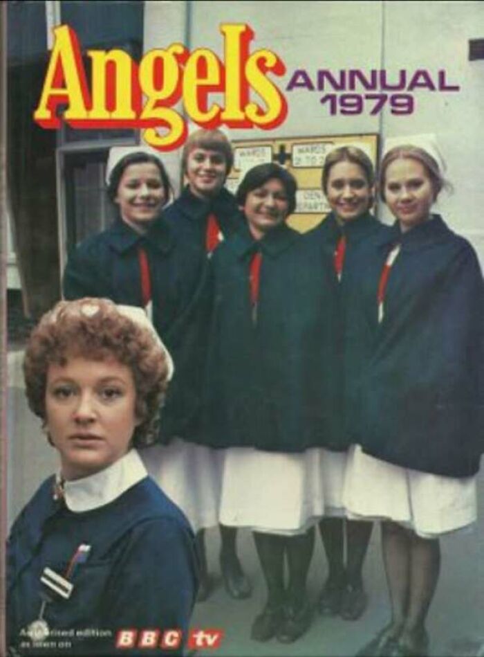 Cover of 1979 Angels annual featuring a group of girls in navy and red uniforms