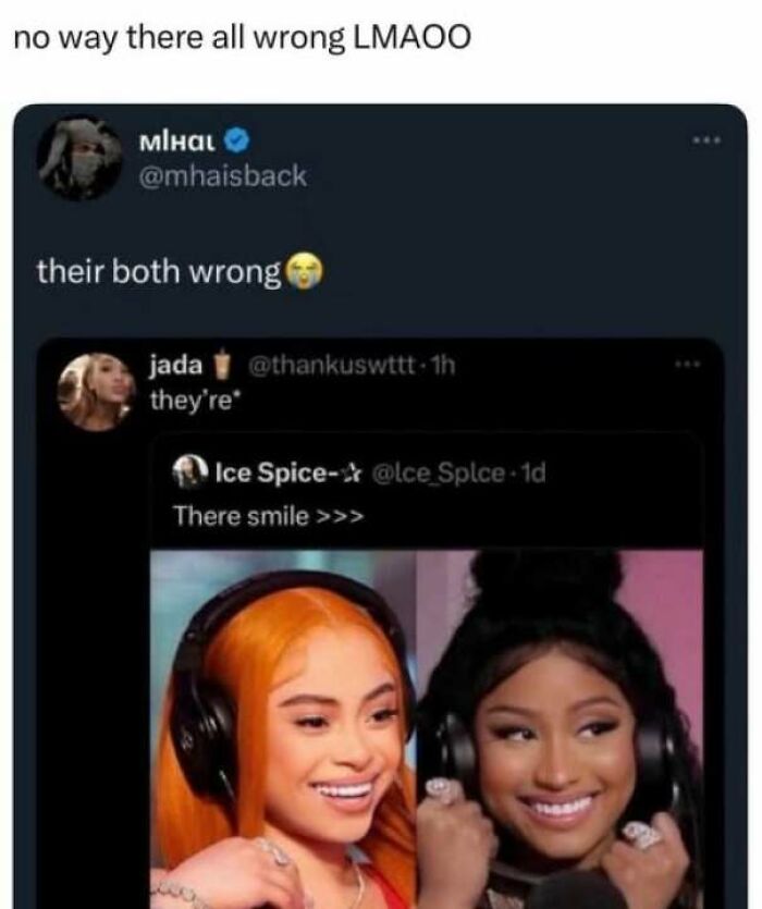 Social media posts with bad grammar showcasing people who corrected someone incorrectly