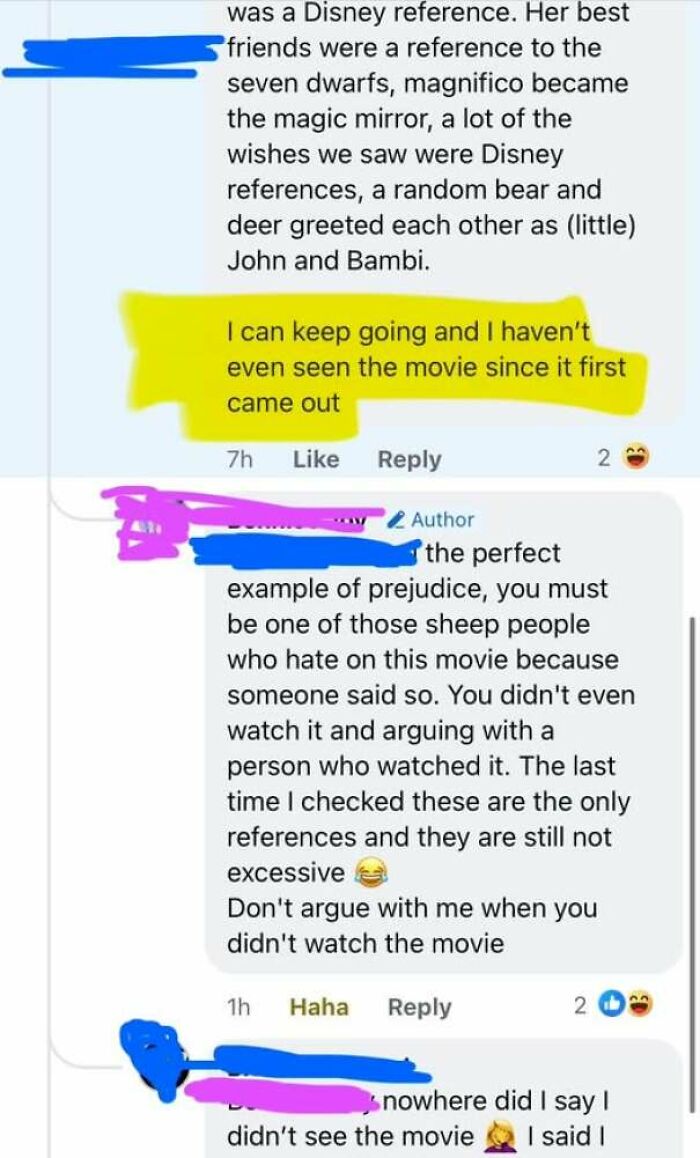 A movie discussion on Facebook, showing people who corrected someone with total confidence