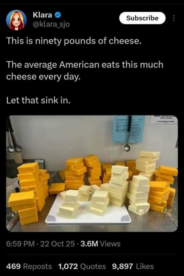 A social post about cheese consumption, featuring people who corrected someone with total confidence