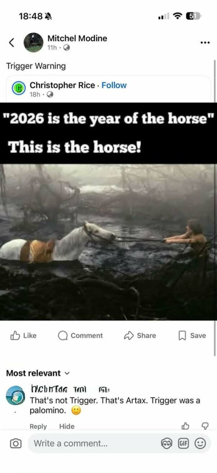 A comment wrongly correcting a movie reference, showcasing a person who corrected someone and got it wrong