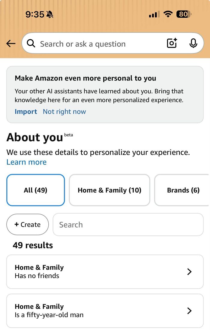 Amazon shoppers personal data for personalized experience on app screen