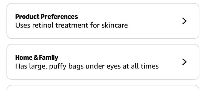 Amazon shopper uses retinol treatment in product preferences for skincare