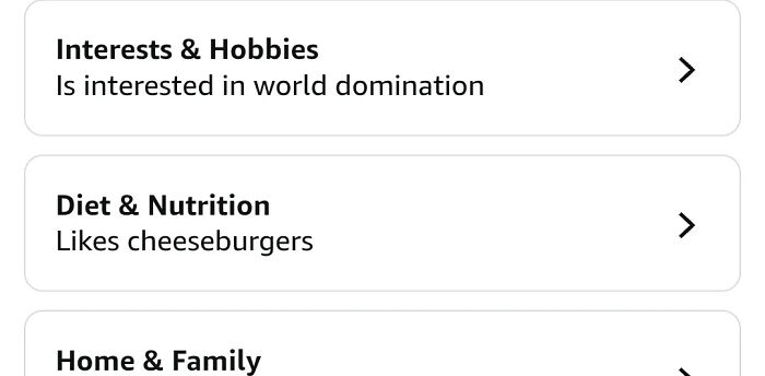 Amazon shoppers interested in world domination and like cheeseburgers