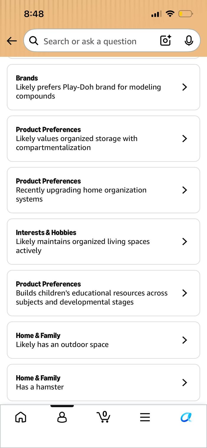 Amazon shopper profile prefers Play-Doh and organized home storage products