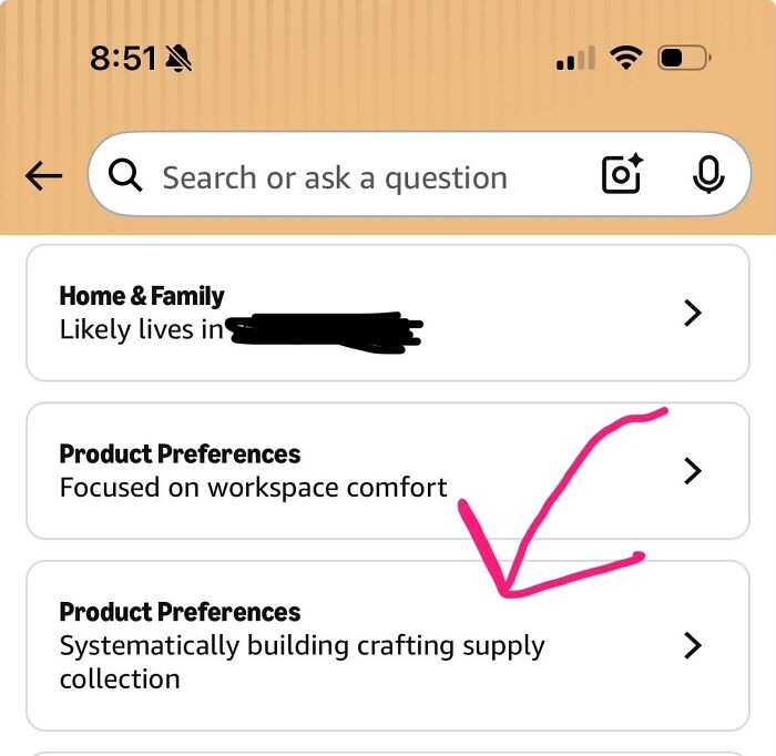 Amazon shopper product preferences focused on crafting supplies