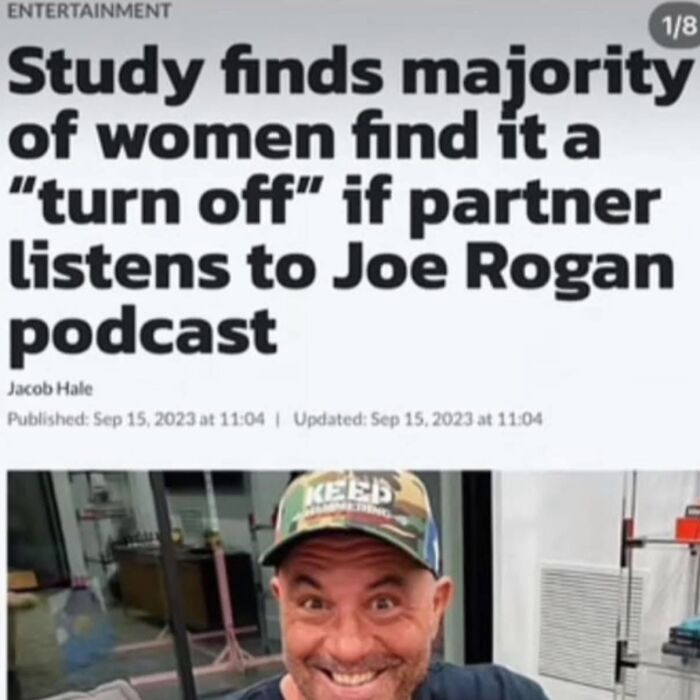 An entertainment article headline discussing how women react to men's podcast preferences.
