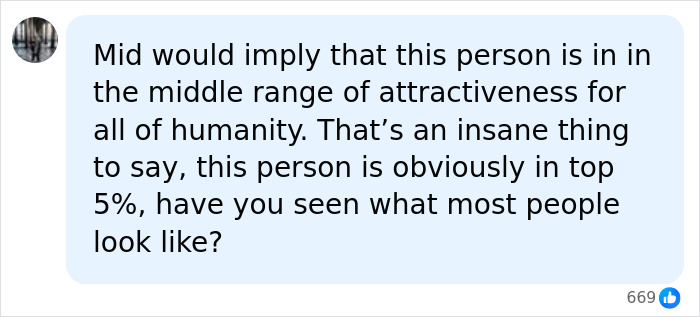 A comment debating the definition of attractiveness and the Beautiful Mid meme term A comment debating the definition of attractiveness and the Beautiful Mid meme term