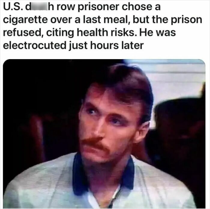 Hilarious news headlines showing a prisoner who chose a cigarette over a last meal.