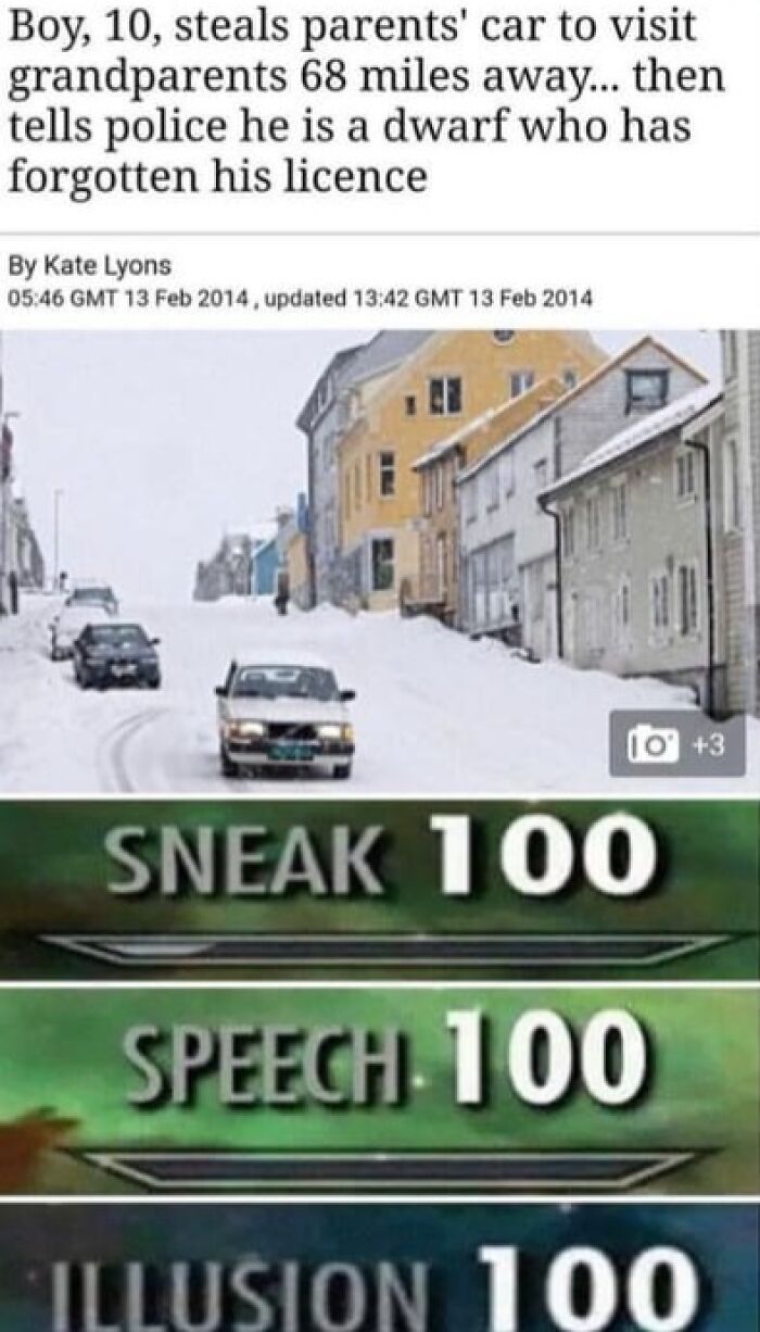 A meme displaying a news clipping of a clever 10-year-old, highlighting hilarious news stories