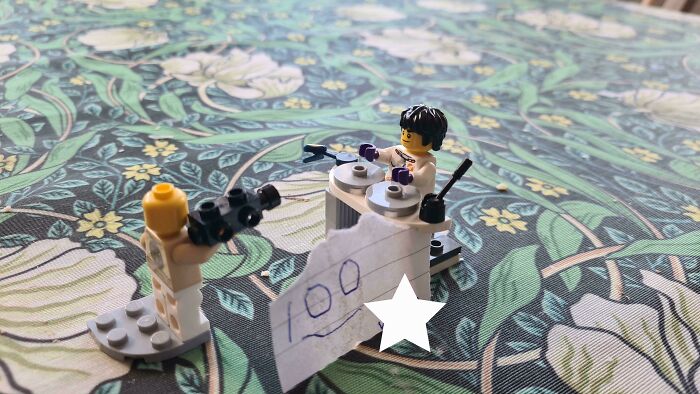 Lego DJ scene celebrating wholesome dads and creative fatherhood moments