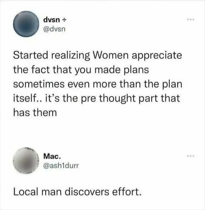 Twitter exchange with funny insults pointing out a man who just discovered what basic effort means.