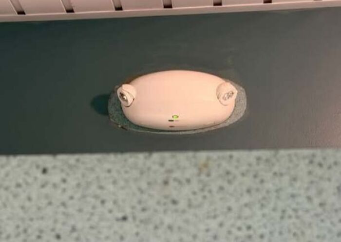 Ceiling sensor looks like a face staring with eyes